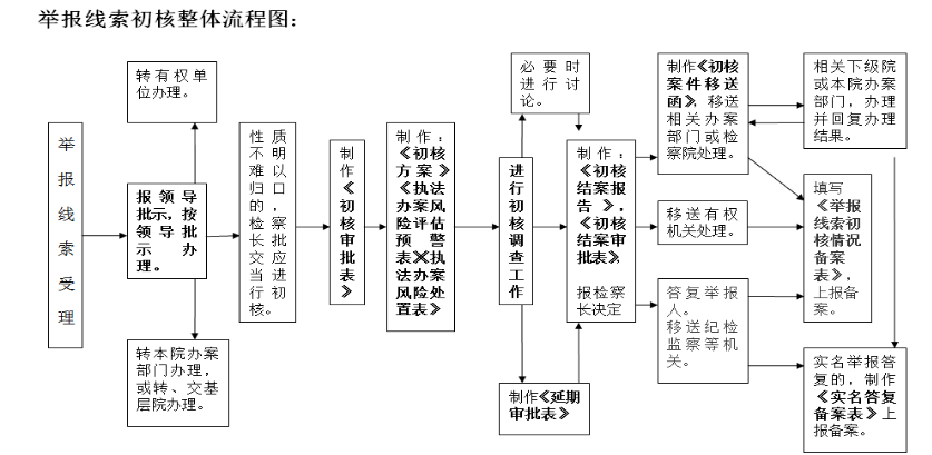 举报线索初核整体流程图